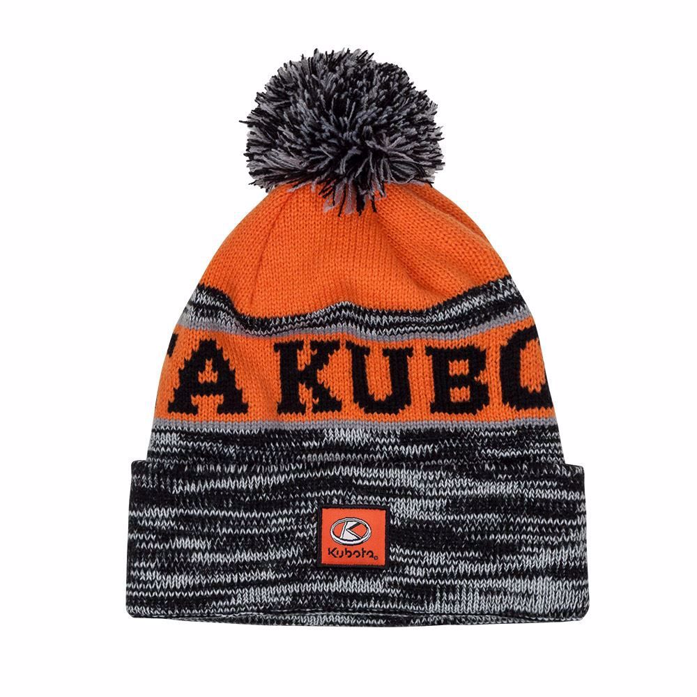 Kubota Apparel Store. Kubota Charcoal and Orange Pom Knit Beanie