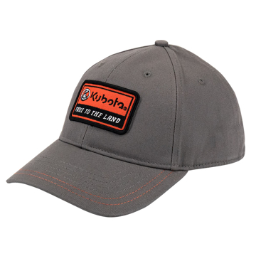 Charcoal grey solid cap with orange & black Kubota patch on front.