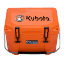 Orange Grizzly 20qt cooler with Kubota Logo on top lid