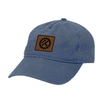 Ladies Light Blue Leather Patch Cap Front Image on white background