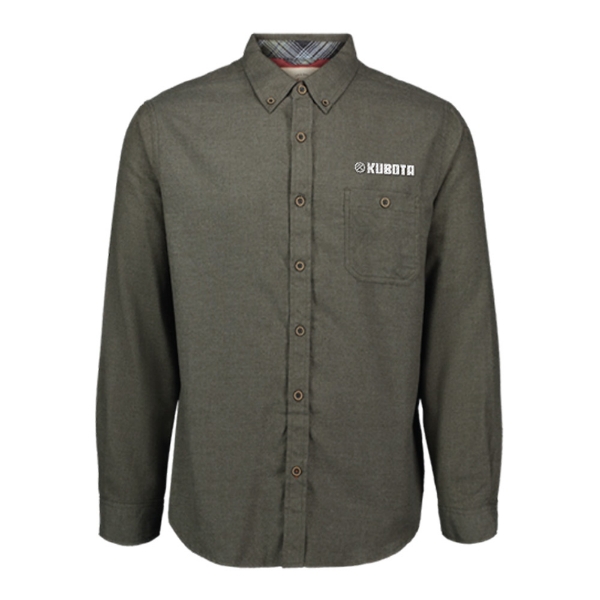 Vintage Brushed Dusty Olive Flannel Shirt Product Image on white background