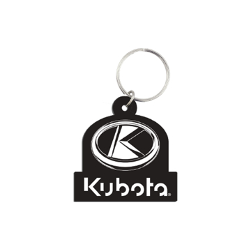 Kubota PVC Black & White Logo Keytag Product Image on white background