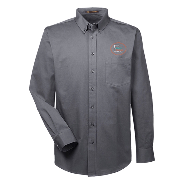 Ruston Tractor | Harrton Men's LS Shirt Product Image on white background