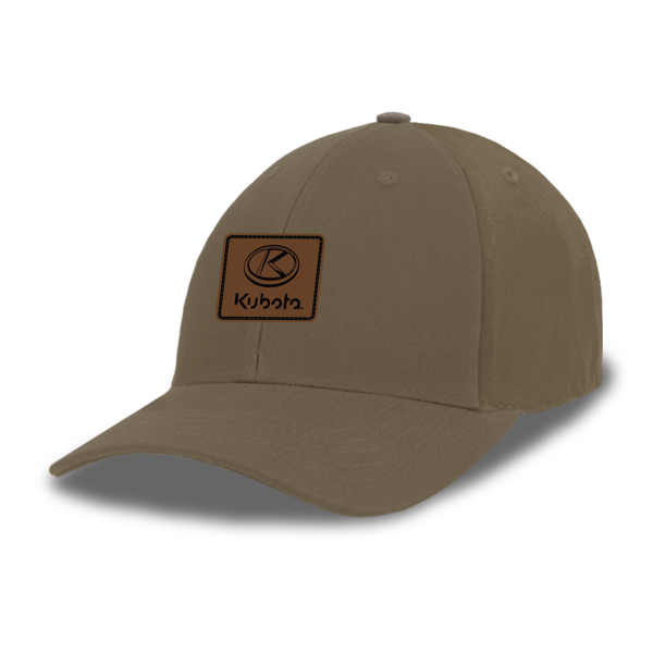 Tan Chino Twill hat with Leather Kubota Patch