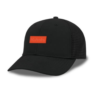 Black Microfiber hat with Orange Kubota Patch