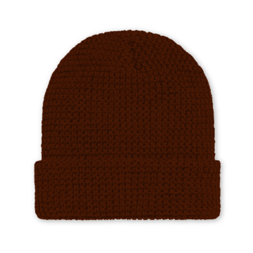 Crimson acrylic knit beanie with matching Kubota PVC patch