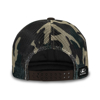 Back view of Brown and woodland camo mesh cap with Orange Kubota Patch