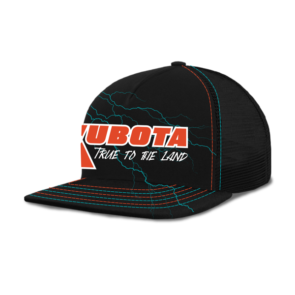 Black Kubota Trucker with Kubota graphic on front bill 