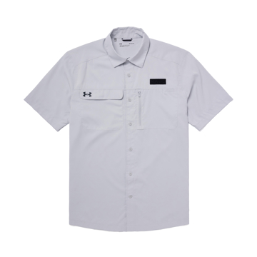 Under Armour Button Up Shirt Front Product Image with Kubota logo above the zippered pocket 