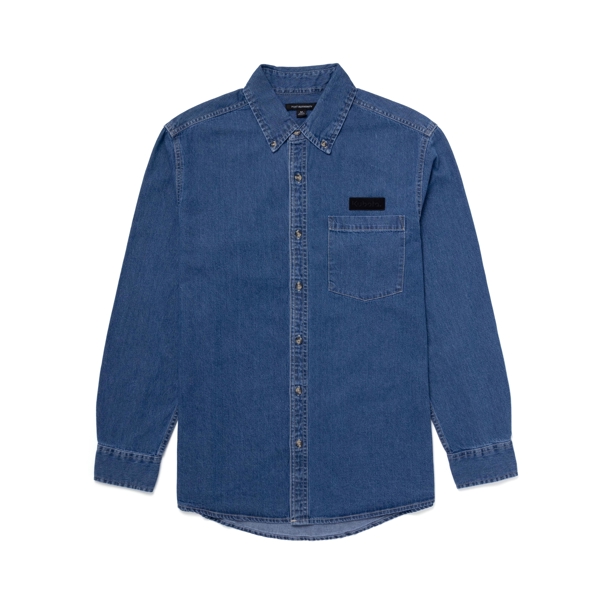 Denim Button Up Front product image with Kubota logo on the left chest