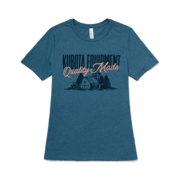 Ladies Complete Serenity Tee product image with Kubota Equipment graphic printed on the front