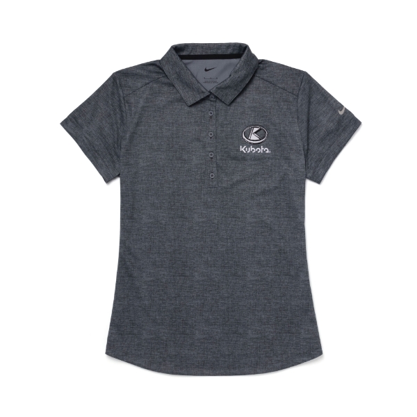 Ladies Anthracite Polo Front product image with Kubota logo on the left chest