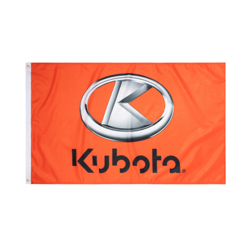 Kubota Tapestry Flag Product Image with Kubota Logo on the front