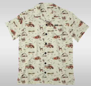 Cream Button Up with Kubota Graphics