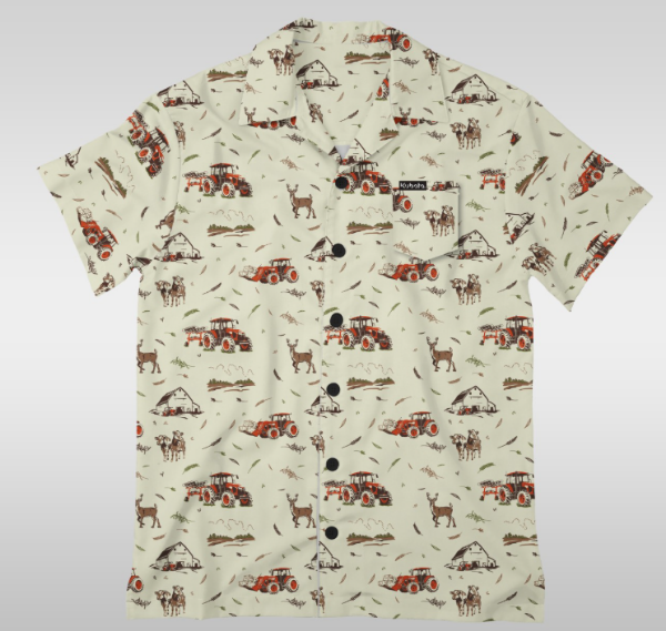 Cream Button Up with Kubota Graphics