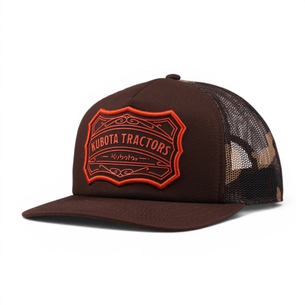 Canopy Cap with Kubota Tractors patch and brown front panels