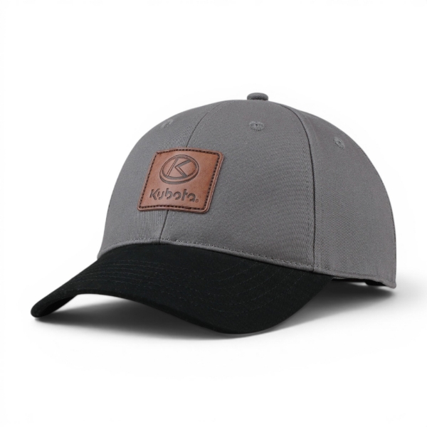 Shadow Luxe Leather Cap with embossed leather Kubota logo patch