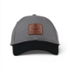 Front view of the Shadow Luxe Leather Cap with leather Kubota logo patch