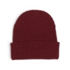 Back view of the Crimson Knit Cap showing waffle-knit construction and folded cuff