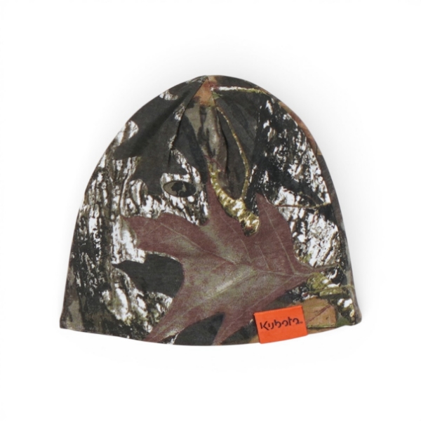 Mossy Oak Break-Up camouflage knit beanie with Kubota woven label