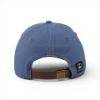 Back view of the Ladies Light Blue Leather Patch Cap with adjustable leather strap and Kubota woven label