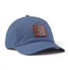 Three-quarter view of the Ladies Light Blue Leather Patch Cap with curved visor and leather patch