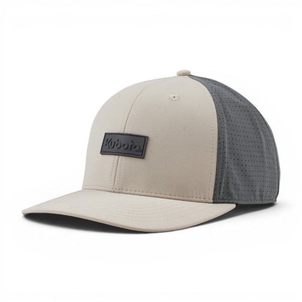 Stone Venture Cap with tonal Kubota rubber logo patch and perforated gray side panels